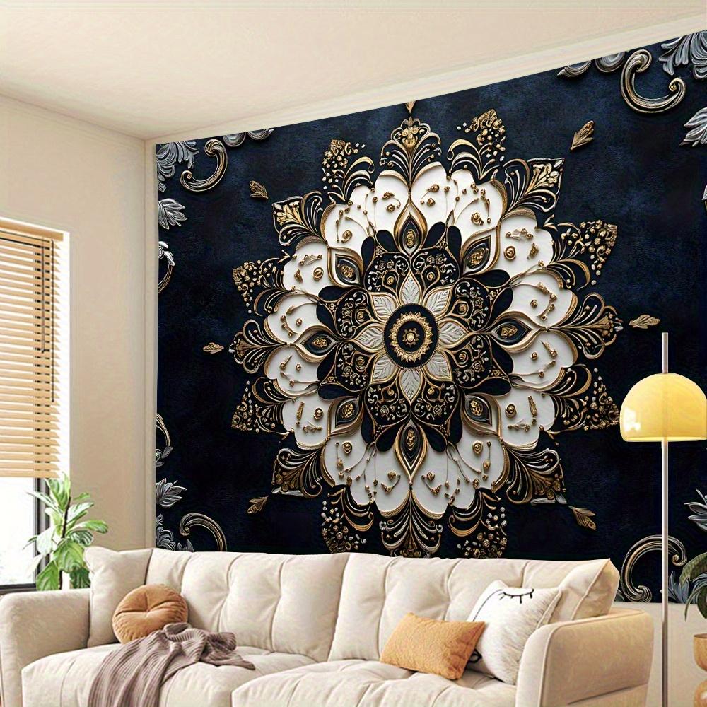 1pc Vintage Mandala Floral Tapestry Wall Hanging, Wall Art for Living Room, Bedroom, Office, Party Decoration, Polyester