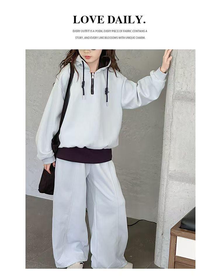 Girls' Korean-Style Hooded Two-Piece Set - Spring/Autumn 2025 Fashion for Big Kids
