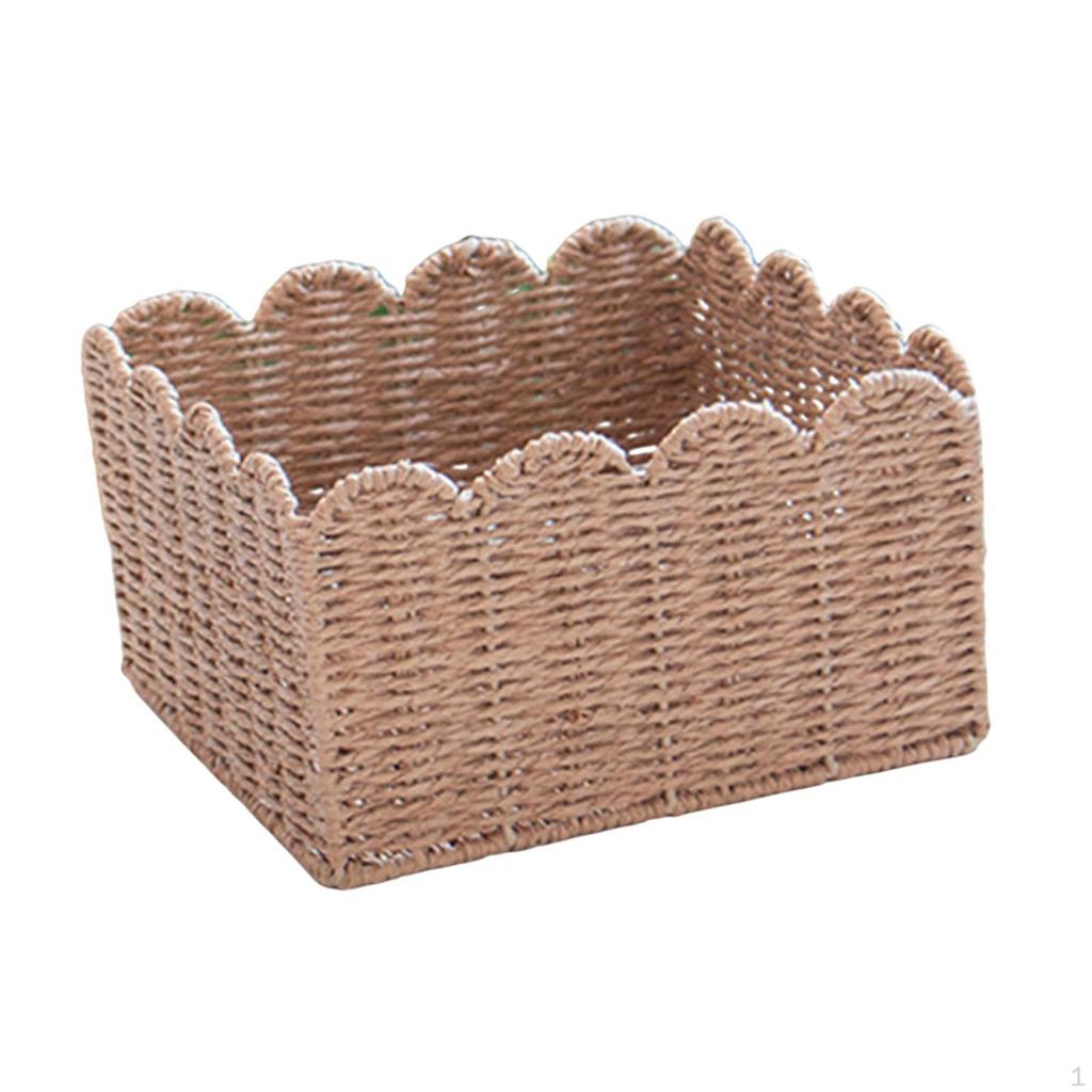 Container Bin Woven Basket Paper Rope for Bathroom Countertop Pastries And More
