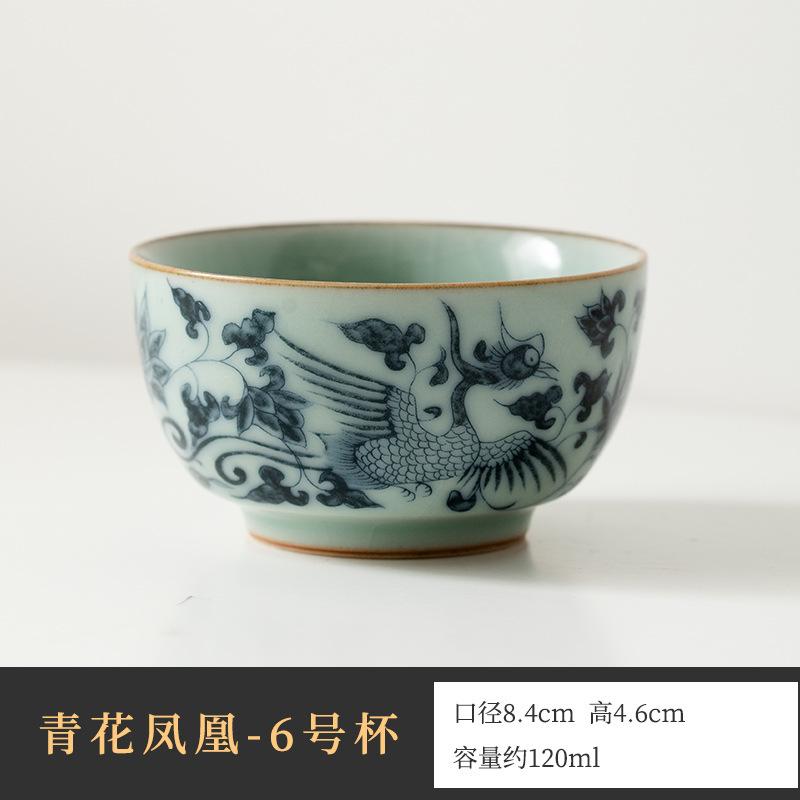 

Blue White Porcelain Ru Kiln Teacup Zen Tea Bowl Cute Cup Tea-tasting Smelling Cup Chazhan Master Cups Teaset Collection Craft As your choose