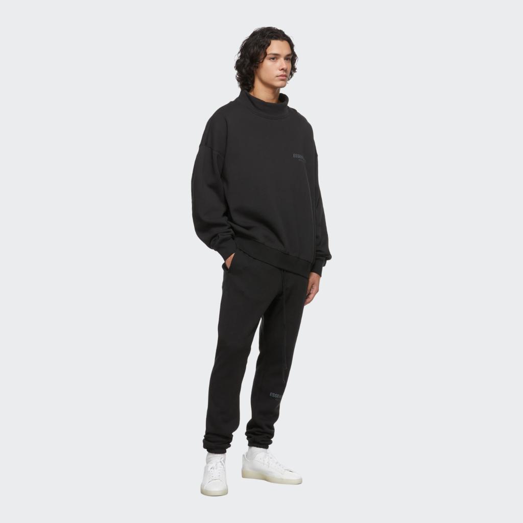 Fear of God Essentials FW21 Pullover Mockneck Sweatshirt with Reflective Logo Unisex Tops Black FOG-FW21-189