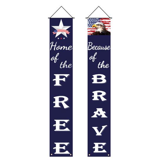 4th of July Patriotic Door Banners Outdoor Patriotic American Flag Hanging Porch