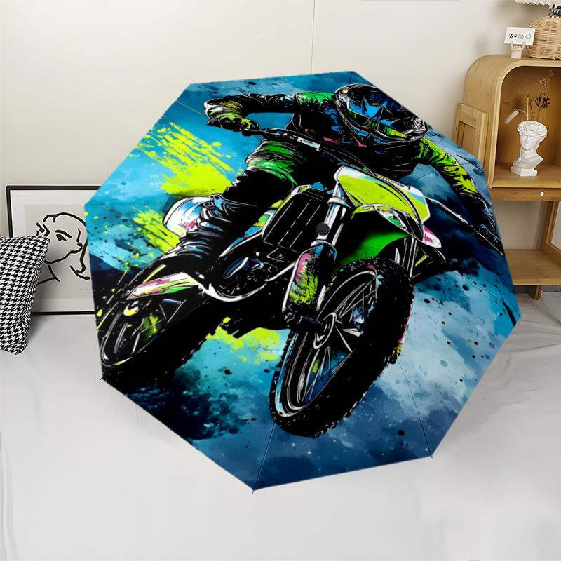 off road motorcycles Theme Automatic Umbrella, Lightweight & Portable, 8 Rib, Perfect for Outdoor Travel, Birthdays, Christmas, Gifts.