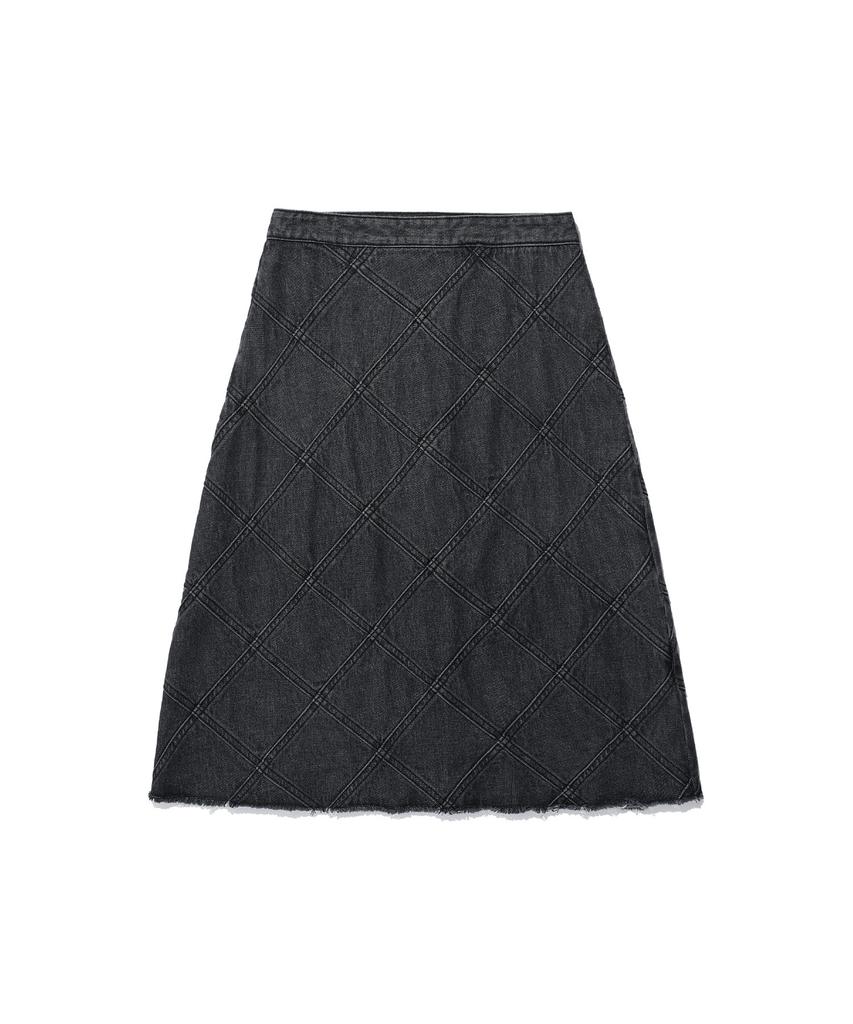 Nice Ghost Club Denim Panel Skirt_Charcoal(Ng2Effd115A)