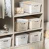 12pcs Stackable Plastic Storage Baskets Organizer  with Handles Space-Saving Storage Boxes for Home Organization Shelf Baskets