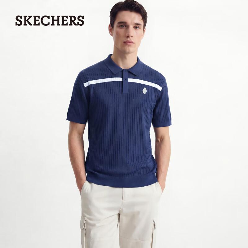 

Мужская вязаная футболка-поло с коротким рукавом Skechers в стиле ретро с цветовыми блоками XL