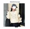 Girls' Bow Sweatshirt - 2025 Autumn, Chic Loose Fit, Korean Style Long Sleeve Top for Spring/Fall.