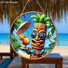 2D Flat Hanging Decorative Signs,interior Wall or Door Decoration,garden Dec.,the Pattern Is Wooden Statue Beach Style,a Housewarming Gift for Friends