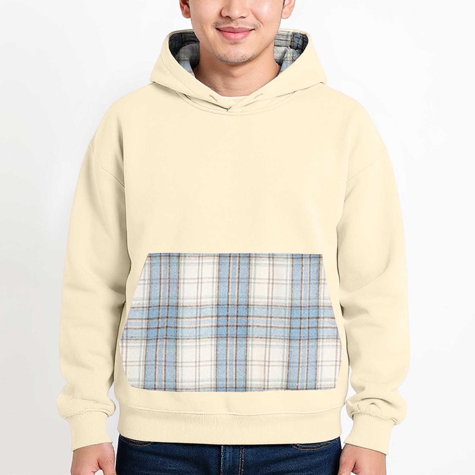 

Мужская толстовка с капюшоном, толстовка контрастного цвета, спортивная свободная повседневная куртка XL бежевый