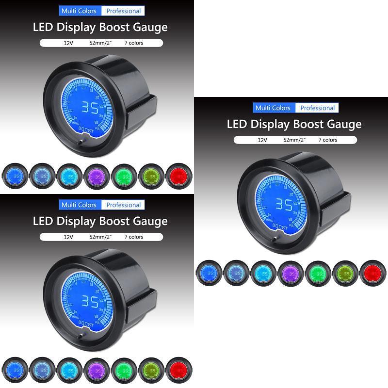 Turbocharger Boost Gauge For Car 52mm Digital Lcd Display High Accuracy Automotive Instrument