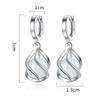 New 925 Sterling Silver Women Earrings Pendant Fashion Geometry High Quality Round Opal Long Earring Jewelry Festival Gift