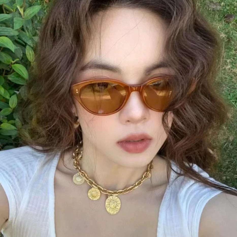 Vintage Sexy Ladies Cat Eye Sunglasses Women For Men Popular Luxury Brand Designer Sun Glasses Trend Punk Rivet Eyeglasses UV400