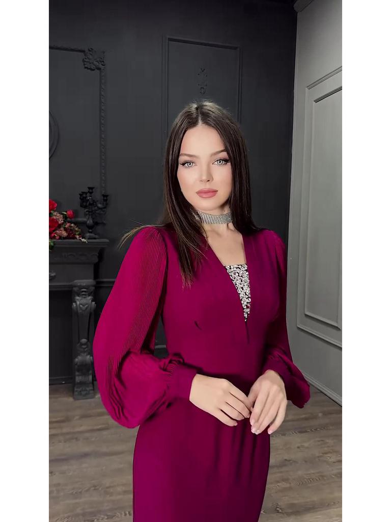 Retro-Langarmkleid Frühjahr 2025 - Damen Elegantes Europäisches und Amerikanisches Styling