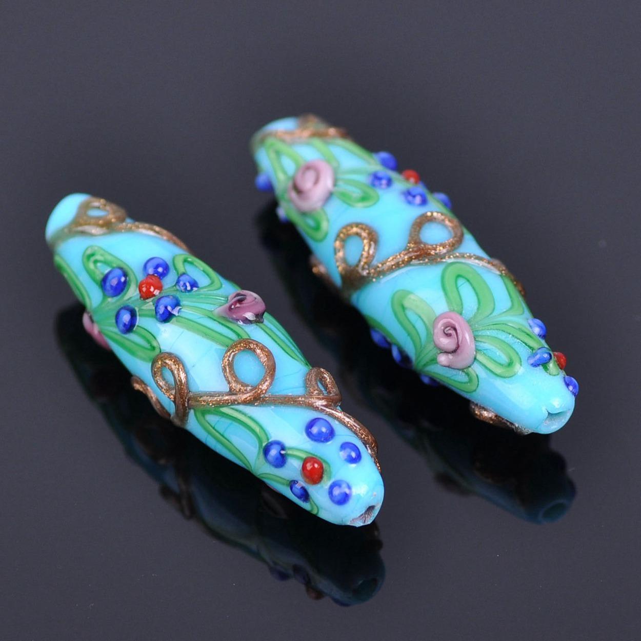 

5 шт. 45x13 мм Большие овальные регби Ручной работы Цветочные Лэмпворк Стеклянные Свободные Бусины для Изготовления Ювелирных Изделий DIY Фурнитура 45x13mm-5pcs