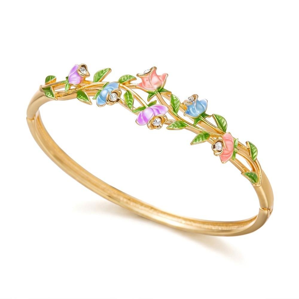 Exquisite Chinese Cloisonne Bangle Hollow Wire Enamel Art Jewelry Cloisonne Bracelet  Women Jewelry Style 3