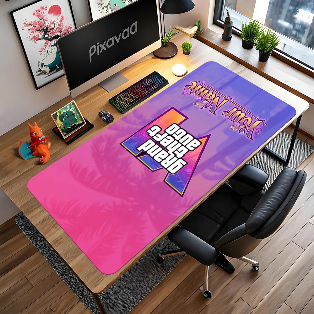 Grand Theft Auto Customizable Name Mouse Pad Desk Mat Computer Desk Keyboard Mat Non-Slip Rubber Bottom Perfect for Office Desktop Supplies School Hom