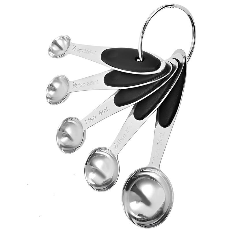 5Pcs Stainless Steel Measuring Cups And Spoons Set Kitchen Accessories For Baking Cake Cooking Making Measuring Kitchen Tools