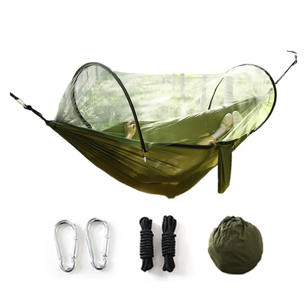 Camping Hammock With Mosquito Gnats Net Breathable Lightweight Portable Single Hammock With Tree Straps Indoor Outdoor Hammock