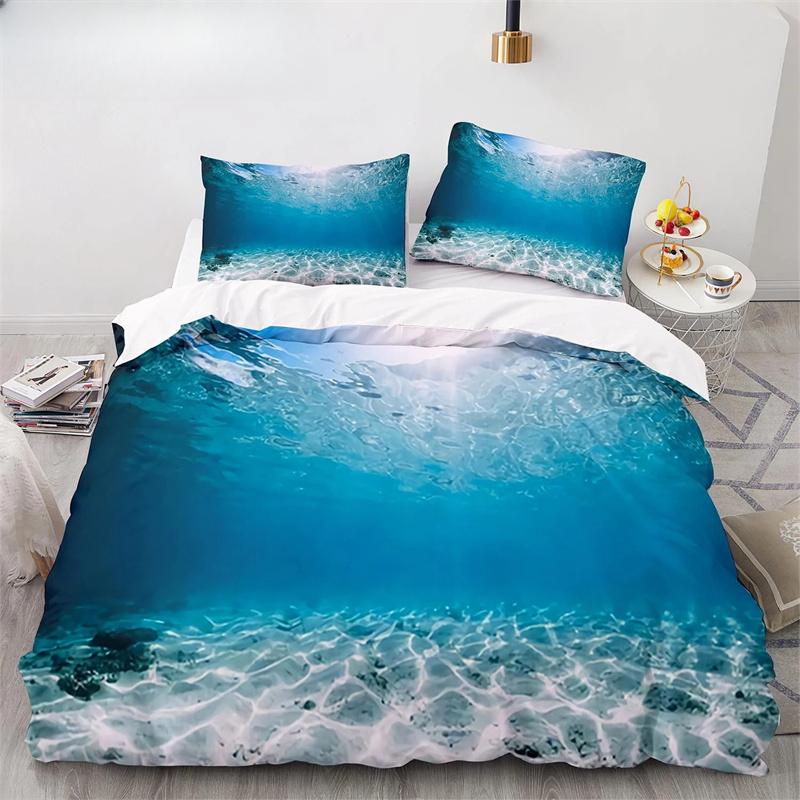 

Underwater World King Queen Duvet Cover Cartoon Ocean Animal Bedding Set For Kids Fish Coral Sea Life Soft Polyester Quilt Cover EU single(135x200cm)
