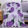Eggplant Doodle Ultra Soft Sherpa Fleece Blanket Fluffy Warm Halloween Cozy Throw for Sofa Couch Bedroom Gift All Season