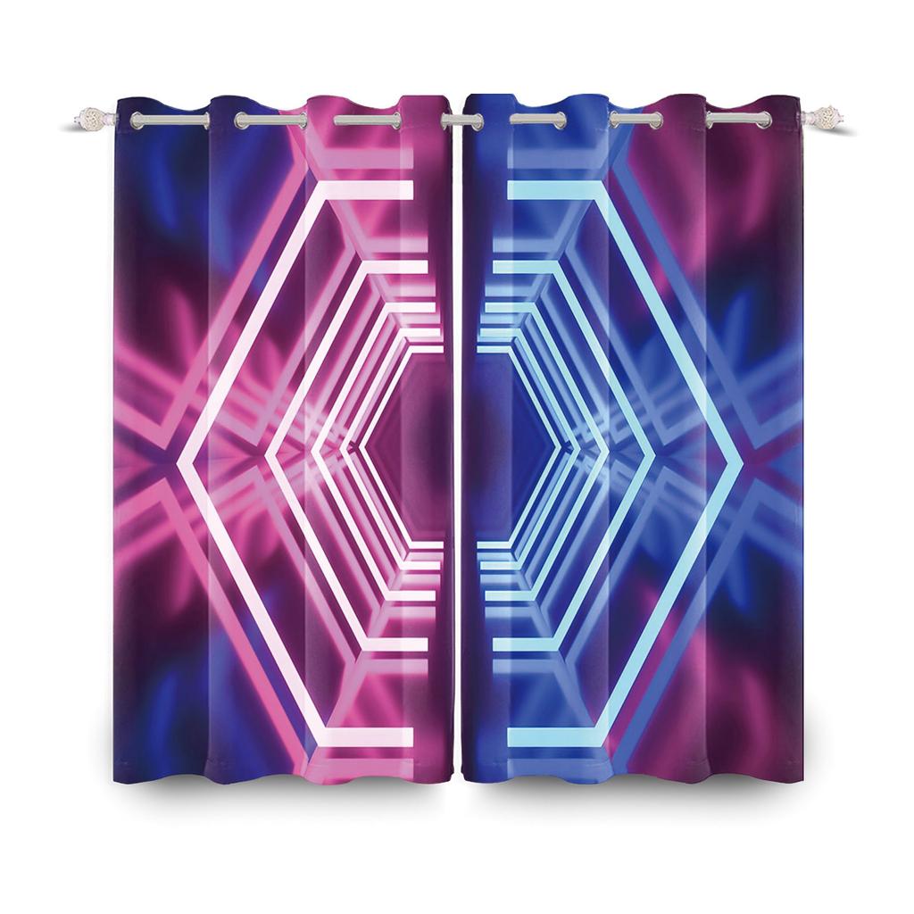 2pcs/set 3D Spacecraft Cabin Window Curtain Science Fiction Futurism Bedroom Living Room Decor Blackout Polyester Fabric Curtain