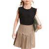 Girls Ruffle Sleeveless CuteKids Tops Loose Crewneck Pullover Casual Tees