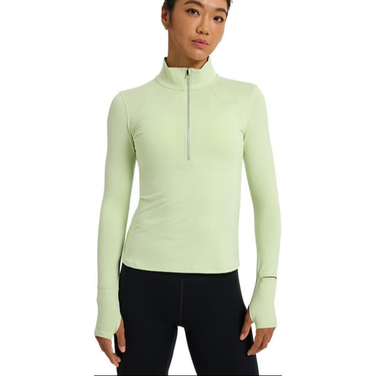 Under Armour Camisa Fitness Manga Longa Gola Alta Secagem Rápida Cor Sólida Feminina Tops Verde 1379349-383