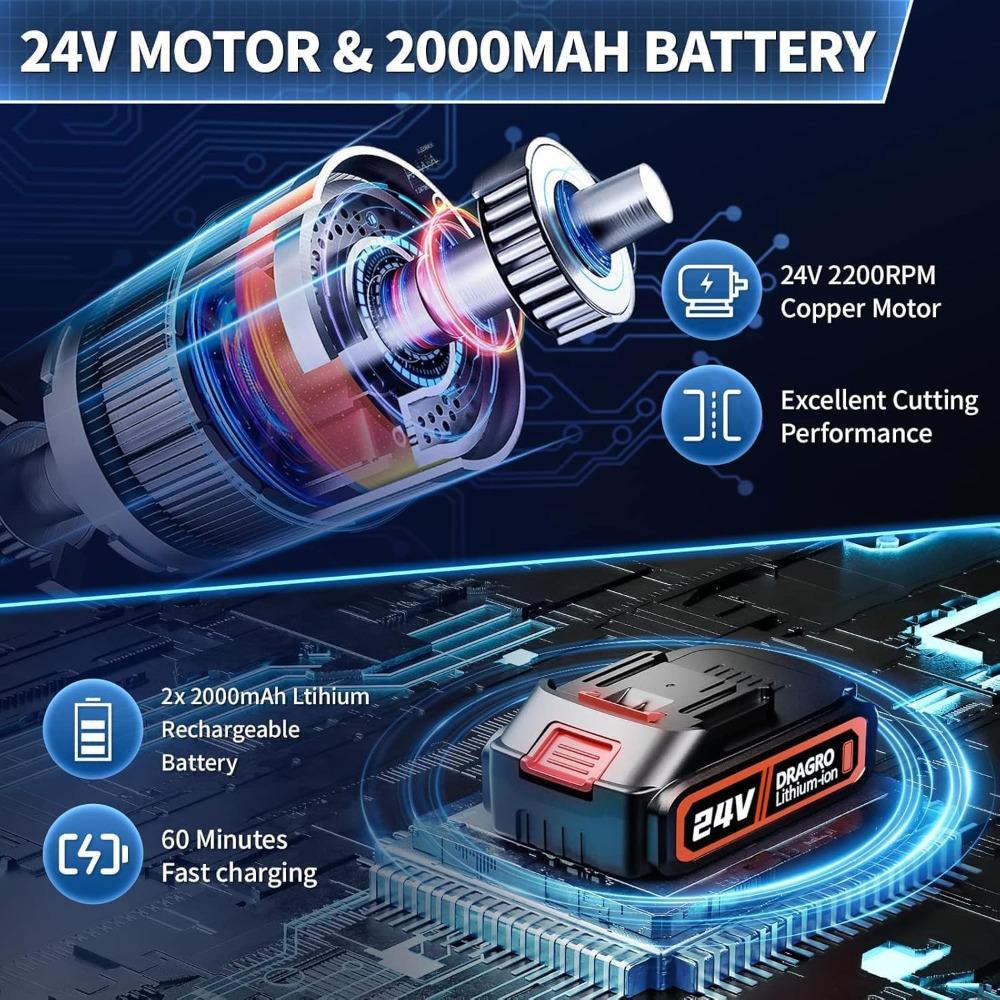 24V sladdlösa grässaxar, 2200 varv/min 2-i-1 handhållen elektrisk gräsklippare/busktrimmer, Mini busktrimmer batteridriven