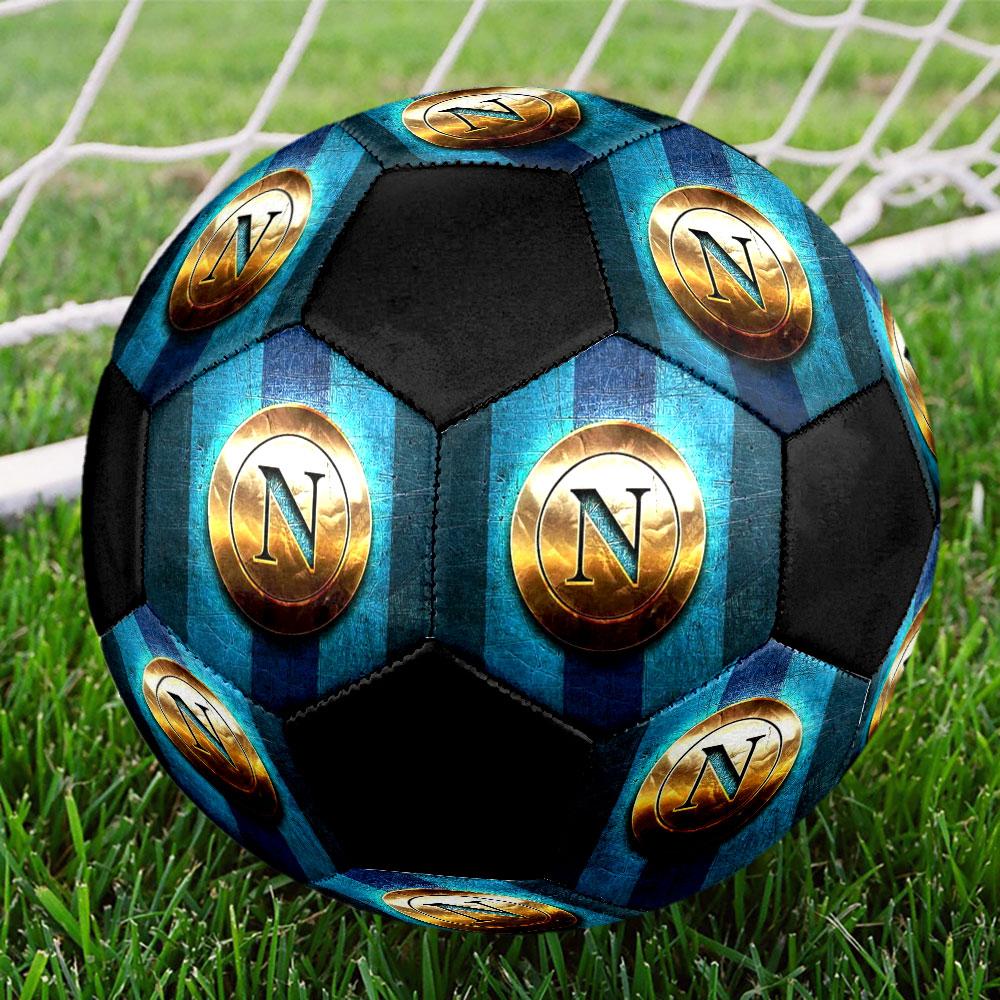 SSC Napoli Size 5 Soccer Ball, Machine-Stitched PVC, Durable & High Bounce, All Ages Fit, Fan Merchandise, Matches & Outdoor Use.