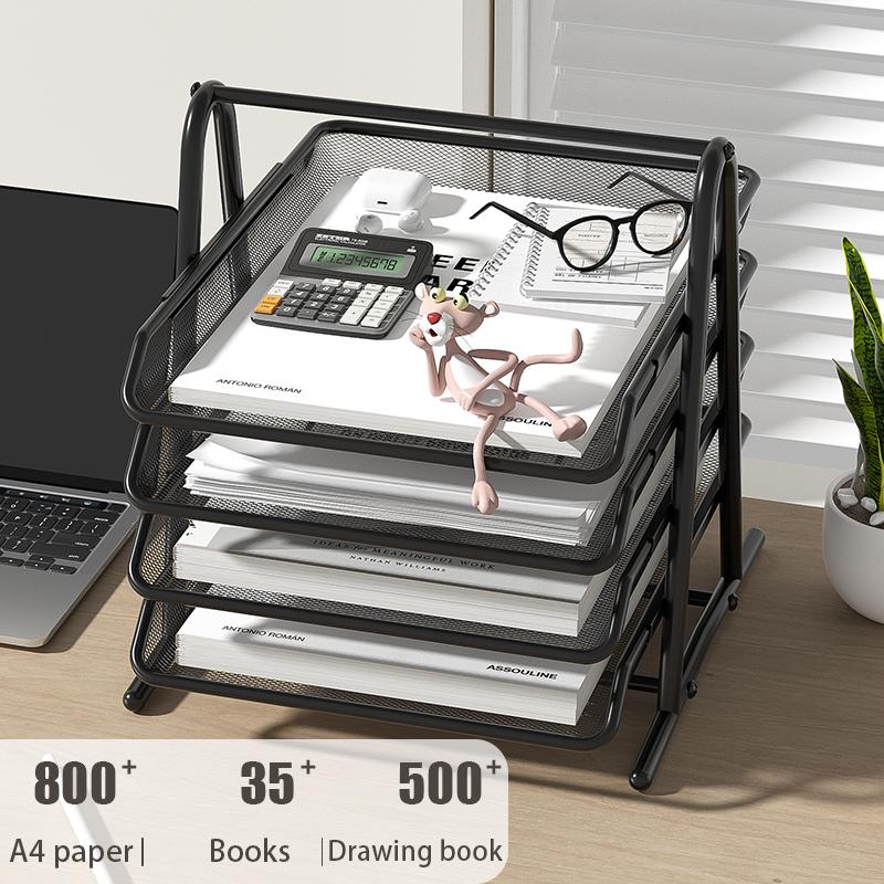 Mesh Letter Tray,Office Desk Paper Organizer with Sliding Trays for Desk Accessories, Office Supplies and File Storage, Black
