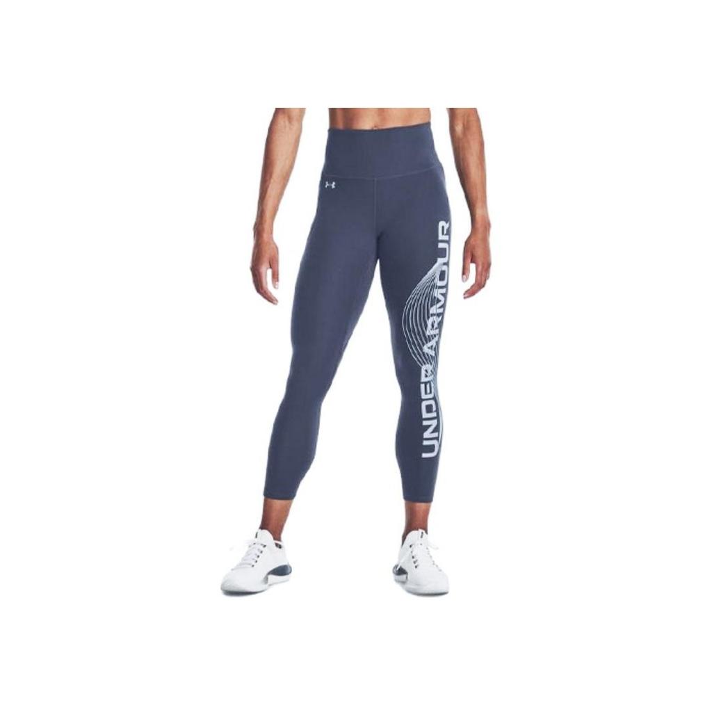 Under Armour Logo Letter Print Slim Fit Nine-Point Fitness Pants Women pants Gray 1377087-044