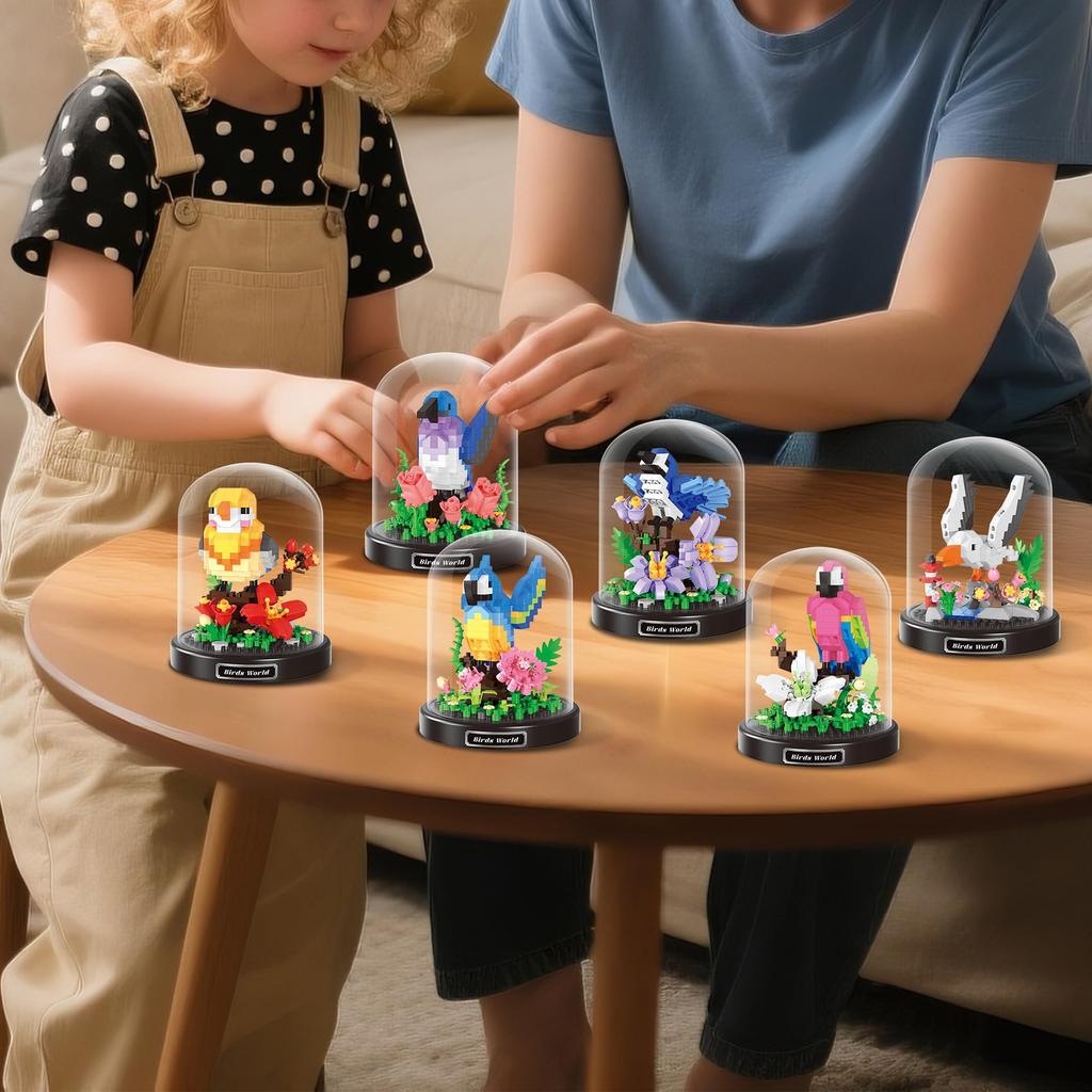 LULUFUN Insect Collection Toy, Mini Bird Blocks, Set of 6, Toy, Birthday Gift, Bird Blocks, with Case, Mother's Day, Father's Day, Men, Women,