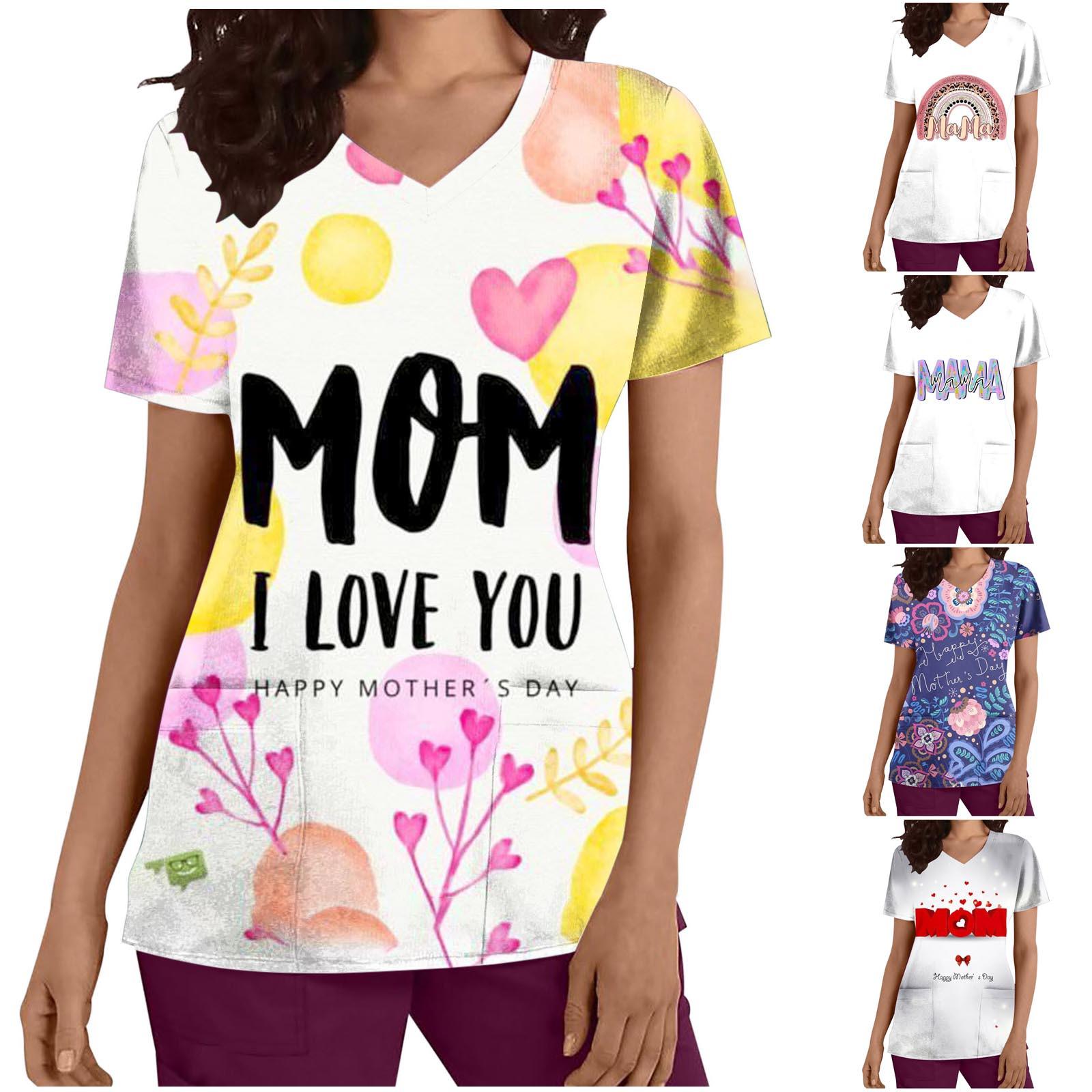 

Жіночі модні топи з V-подібним вирізом і короткими рукавами. Робоча уніформа з принтом і кишенею. L жовтий