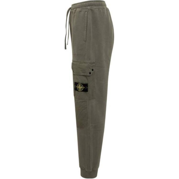 Stone Island Logo Elastic High Waist Loose Casual Pants Men bottoms Military-Green 811564020-V0059