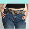 Fashion Leopard Print Metal Carved Buckle Decoration Women Casual Wide Belt For Fashion Enthusiasts