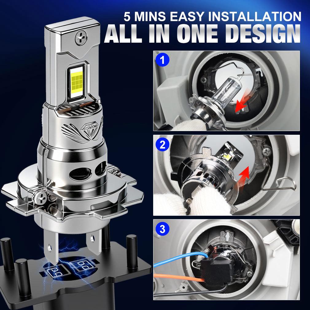 2Pcs 30000LM H4 H7 LED Headlight Bulbs Mini Turbo H11 LED H8 9005 HB3 H1 80W Car Fog light Hi lo beam Headlamp Auto Plug&Play Lamp 6500K White