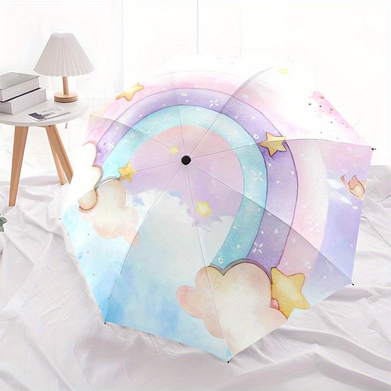 1pc Rainbow Clouds Themed High-quality Umbrella,Automatic Opening and Closing Umbrella,Multi-functional Umbrella G0811342