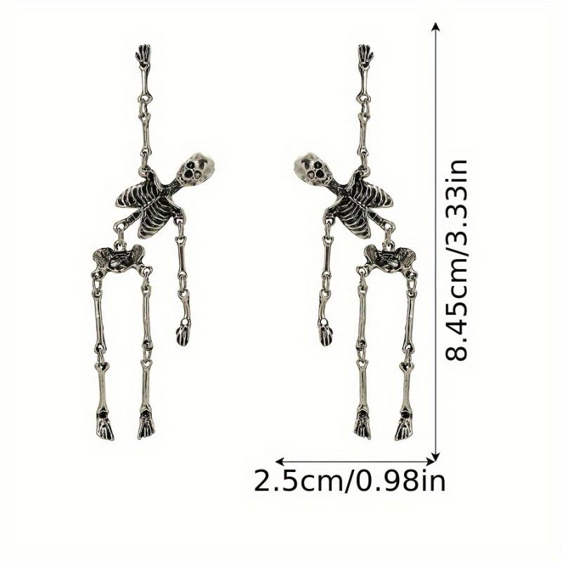 1 pair Halloween Skull Earrings Party Horror Funny Skull Skeleton Earrings Silver Bronze Color Holiday Gift