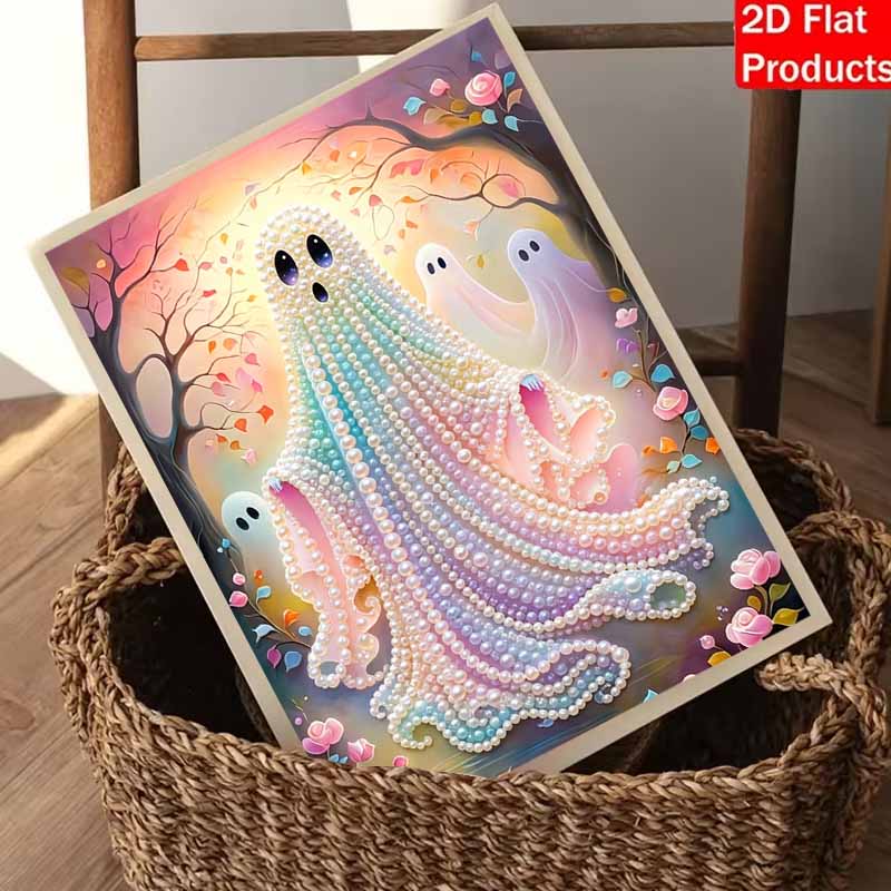 Halloween Pearl Painting Art Full Pearl Handmade Diy Home Decorations Ghost Flower Forest Aesthetic Wall Decor Craft Hobby Gift