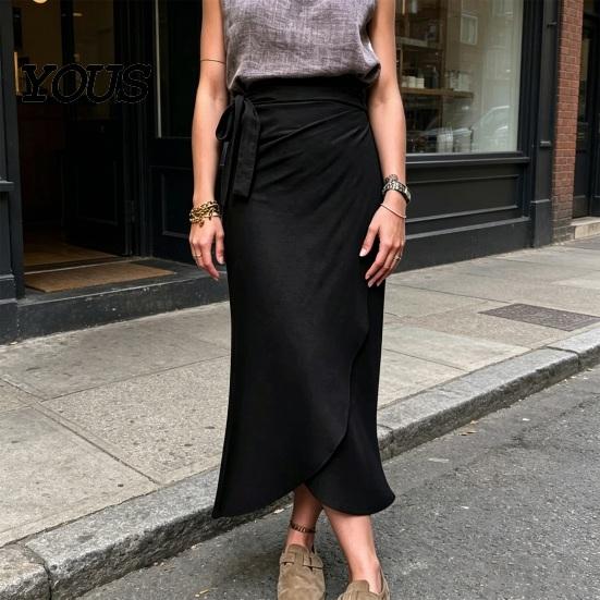 Office Wear Skirt Women Skirt, High Waist Large Hem Midi Irregular Split Slimming for Work Leisure Daily Beach Travel Parties