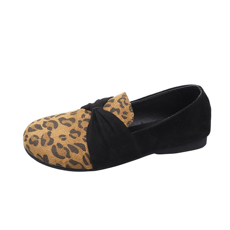 Foreign Trade Single Shoes Women's Autumn Leopard Print European and American Pointed Thick Heel Large Size Loafers 2025 New Casual Shoes One Pedal