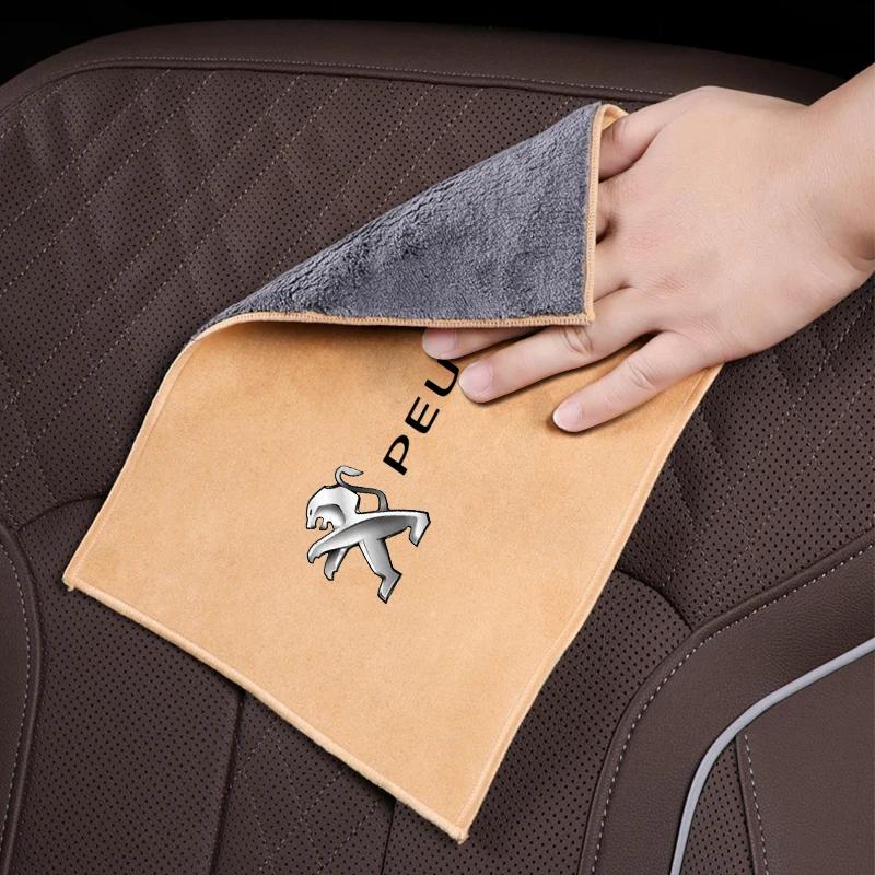 Fashion New Car Drying Towel Suede Coral Velvet Double-sided Car Cleaning Cloth For Peugeot 206 208 306 307 308 407 408 508 2008