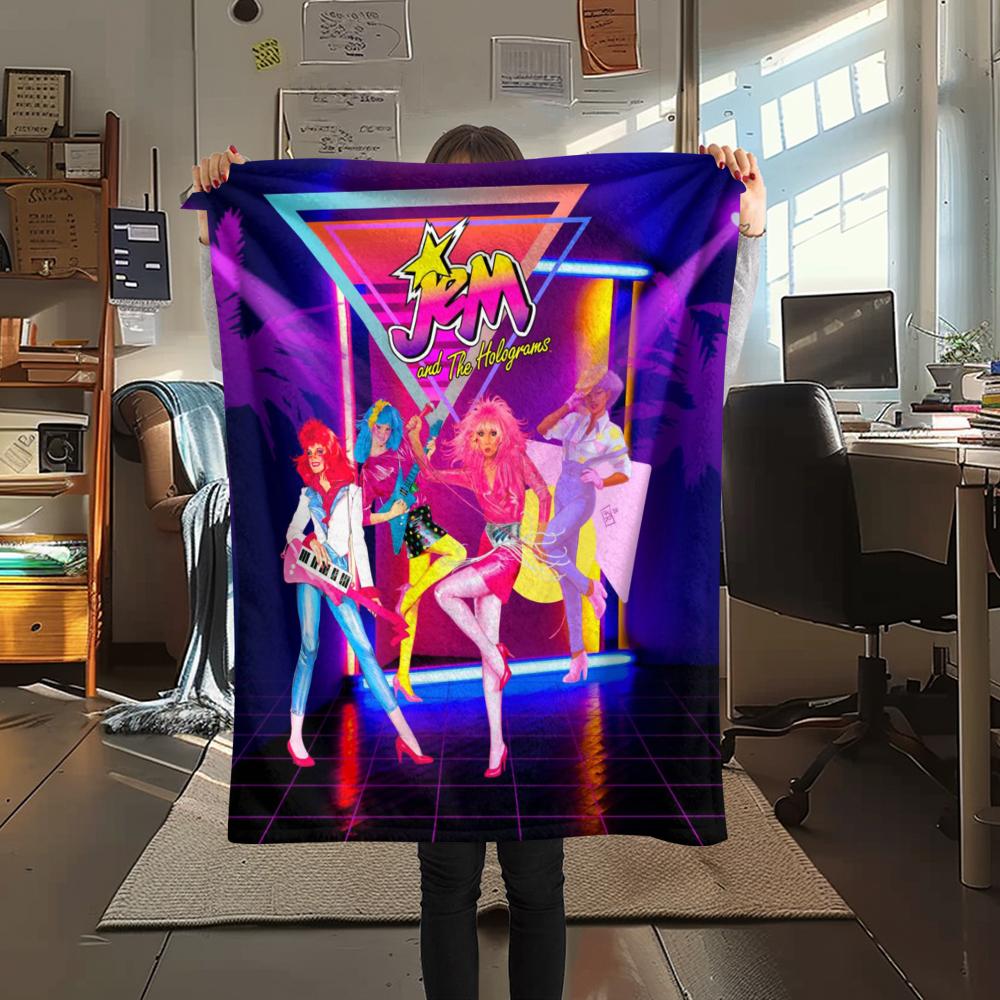 

1Pc Jem the Holograms Print Flannel Blanket, High quality Comfortable for All Seasons, Home Decor, Warmth and Comfort, Perfect for Gifts 80cm x 120cm