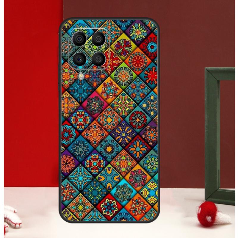 Vintage Retro Lattice Flower Case For Samsung Galaxy M13 M53 M56 M52 M32 M16 M11 M21 M31 M35 M12 M14 M15 M36 M55 M34 M54