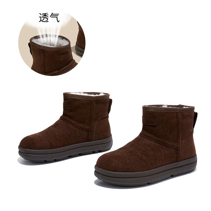 Retro snow boots 2025 winter velvet thickened thermal cotton shoes thick sole heightening short boots 40 кофейный