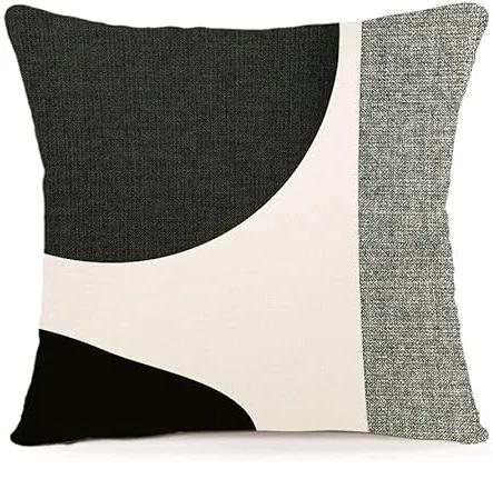 Zwarte Geometrische Patroon Kussensloop Huisdecoratie Geschikt voor Kantoor Sofa Kussen Woonkamer Tuin Auto Kussenhoes 35x35cm