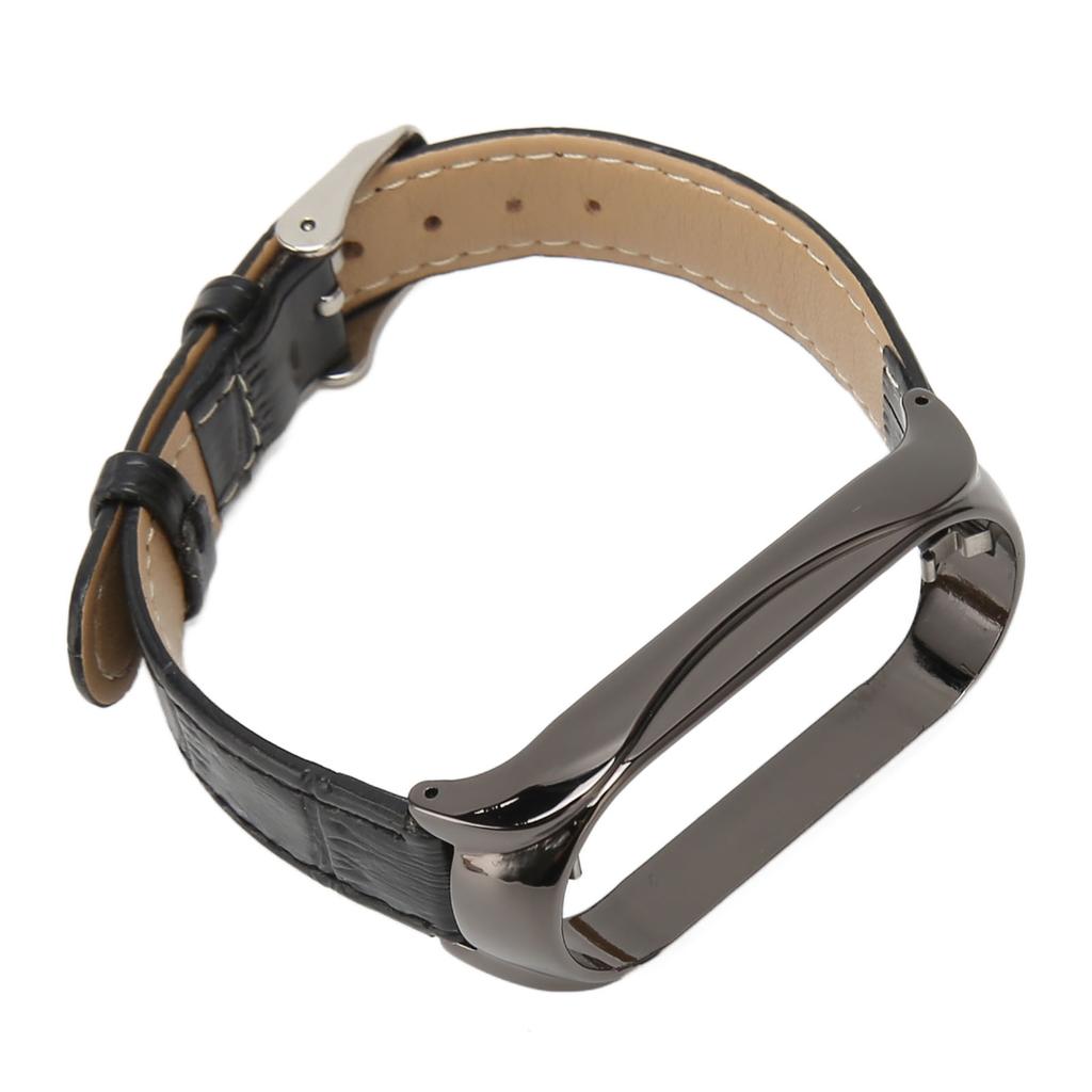 Sport Wrist Band for Mi Band 7 Soft PU Leather Breathable Replacement Loop Strap for Running Hiking Black
