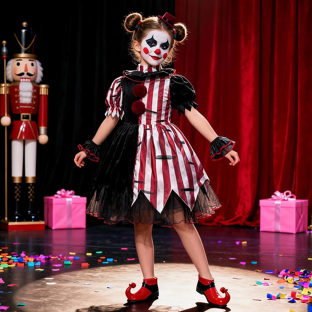 Children's Halloween Costume Female Circus Thriller Suit Clown Costume Masquerade Show Costume
