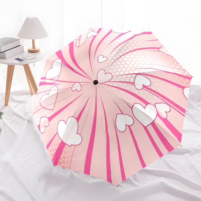 1pc Heartburst Pattern Automatic Folding Umbrella - 8-Rib Durable Iron Frame, Compact Portable for Daily Travel Yy251205050