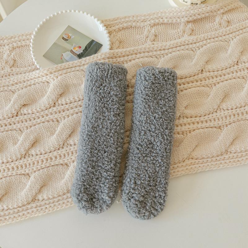 Winter Super Thick Socks Women S Men S Thermal Fleece Floor Socks Lamb Fleece Sleep Socks Couple Socks Korean Confinement Socks One size fits all темно-серого